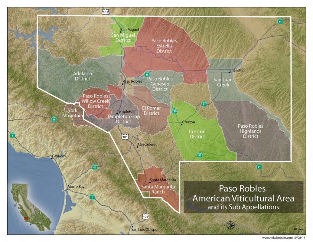 Paso Robles Viticultural Area Map