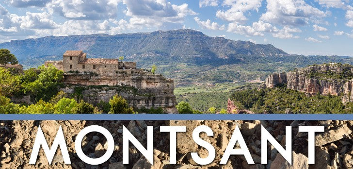 Spain and wine a man stands on a cliff near a building, with a mountain range and cloudy sky in the background.