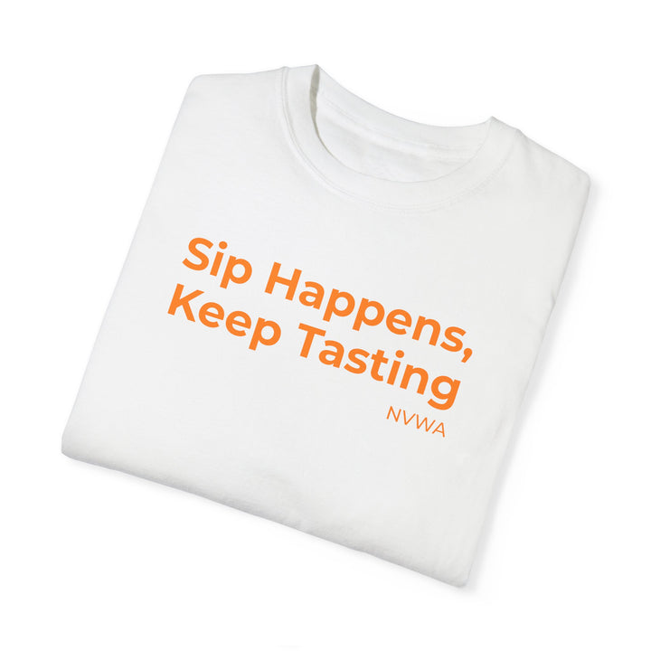 NVWA T-shirt “Sip Happens, Keep Tasting”