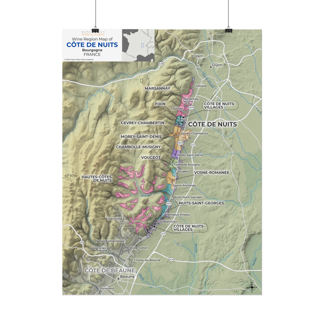 NVWA Burgundy Côte de Nuits  Rolled Map