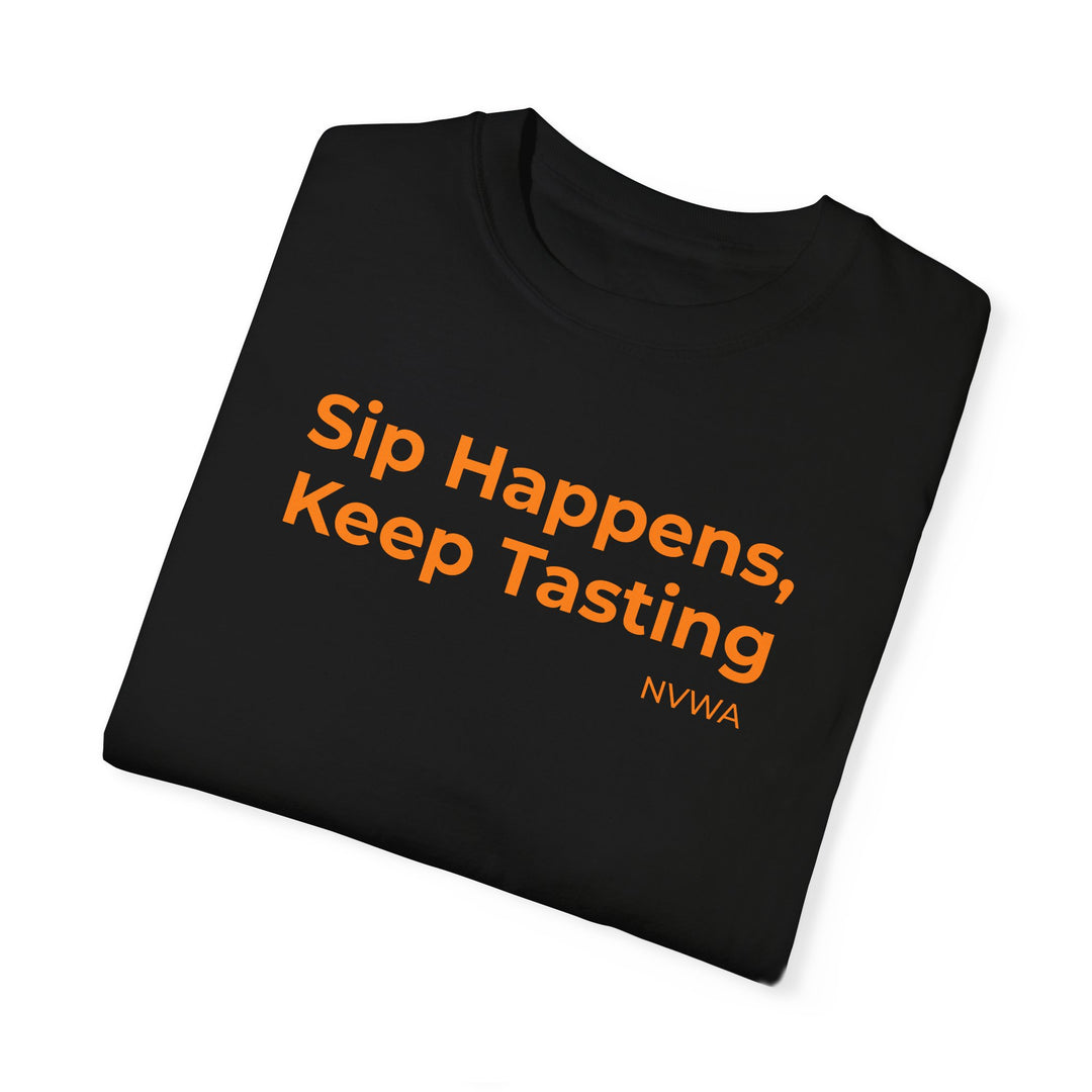 NVWA T-shirt “Sip Happens, Keep Tasting”