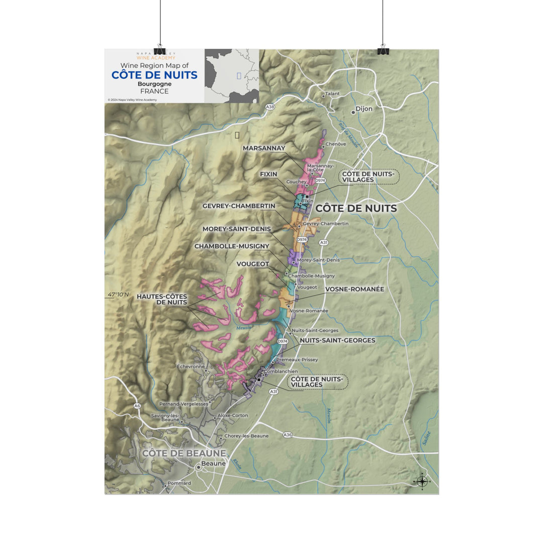 NVWA Burgundy Côte de Nuits  Rolled Map