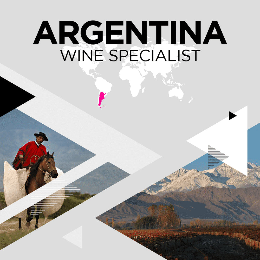 Man in a red poncho riding a horse, promoting the Argentina Wine Specialist™️ Online Course on Argentina's wines and regions.