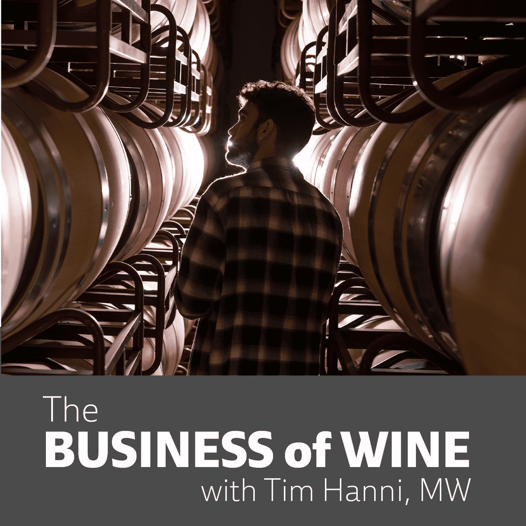 Man standing in a room with barrels, representing the Business of Wine Online course, which covers wine industry profitability from grape to glass.