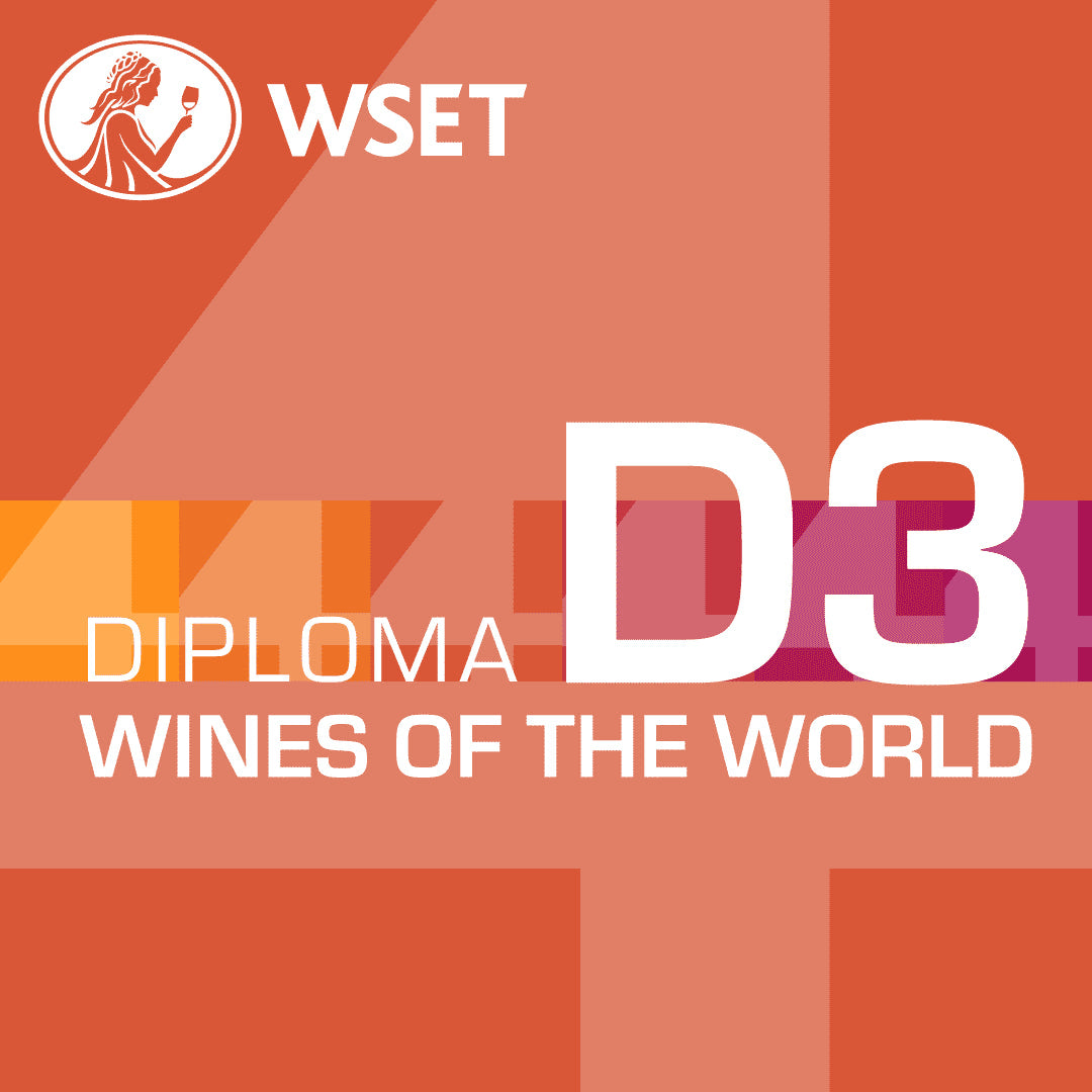 WSET Level 4 Diploma | D3 Wines of the World course logo with a woman holding a wine glass.