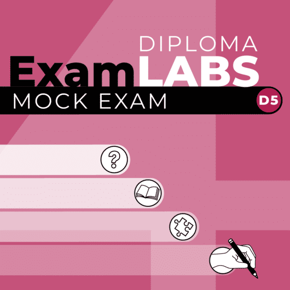 Exam LABS: D5 - Fortified Wines Mock Exam cover showing icons, text, and a hand holding a pencil, designed for WSET exam preparation and practice.