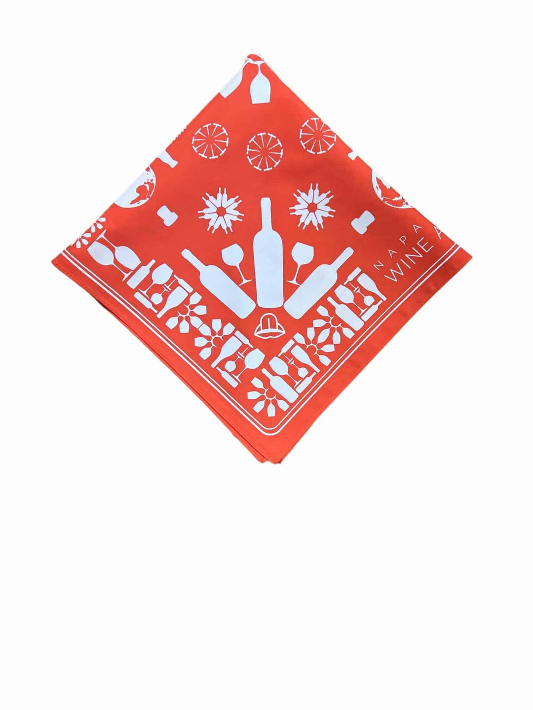 NVWA Bandana featuring Napa Valley Wine Academy logo and custom white designs, perfect for wine enthusiasts' wardrobe and versatile for various wear.