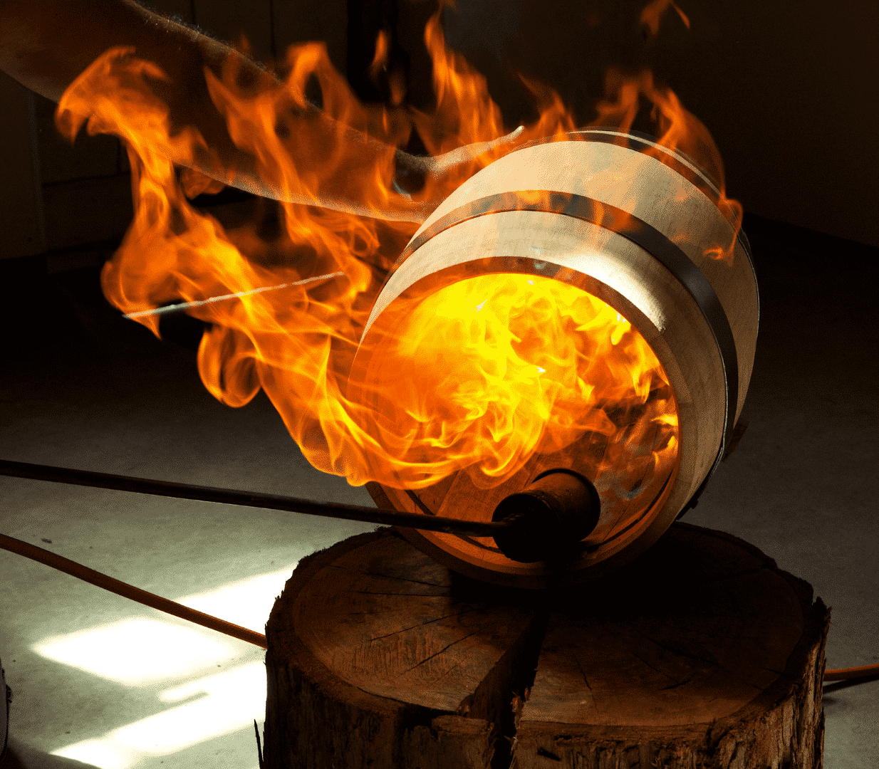 charred oak barrel