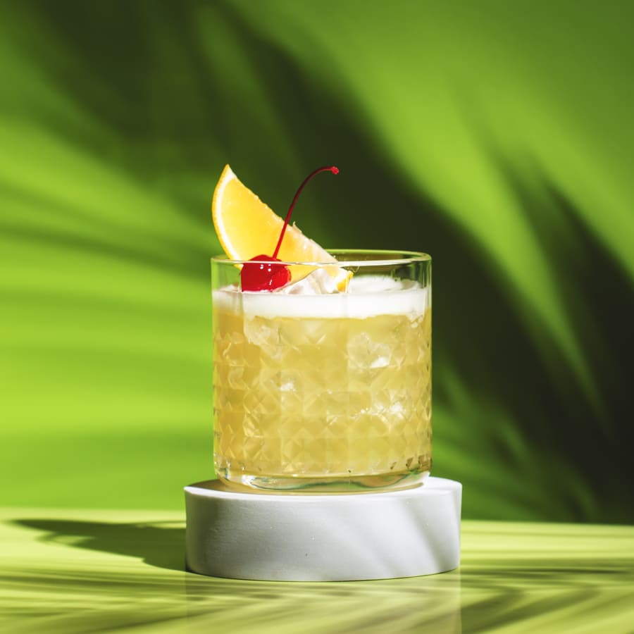 cocktail drink with green background